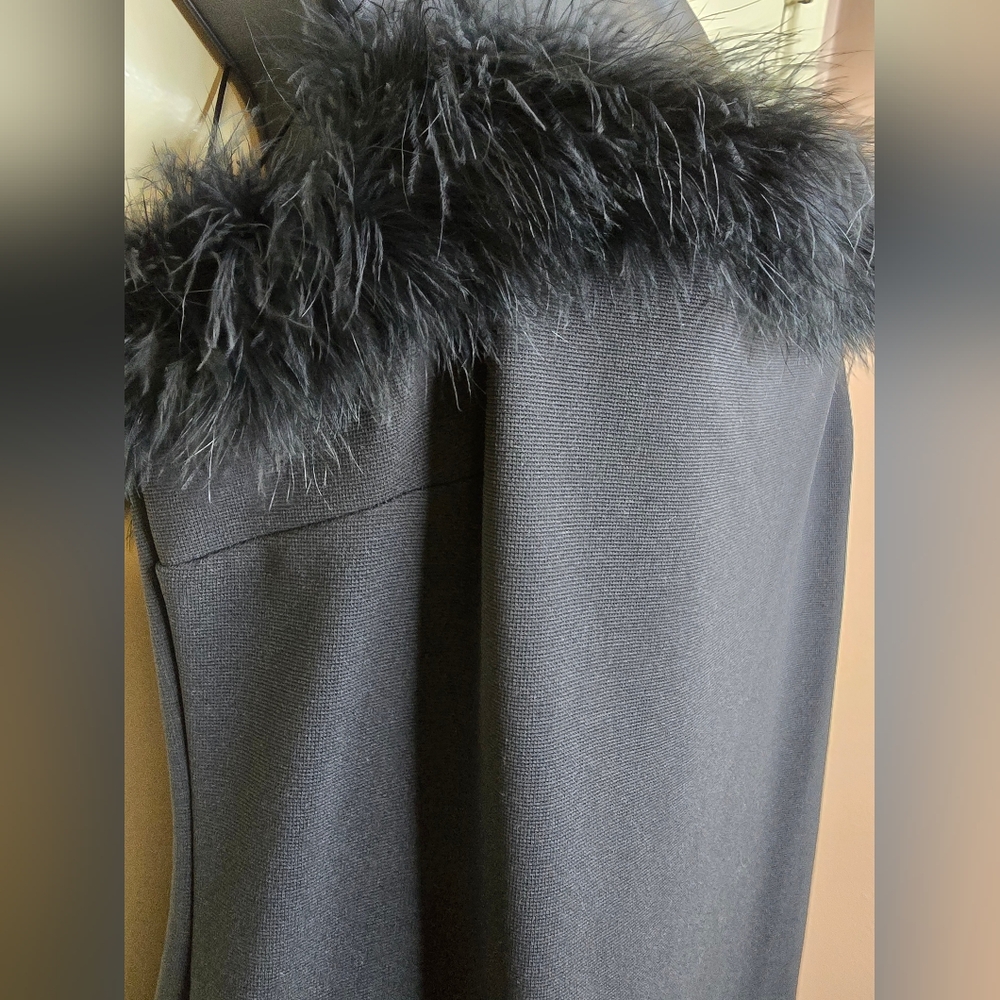 Jazz II Black Marabou Floor Length Dress Size 14 - Picture 6 of 8